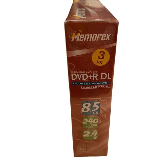 Memorex Double Layer DVD+R DL 3 Pack New Sealed - Picture 4 of 5